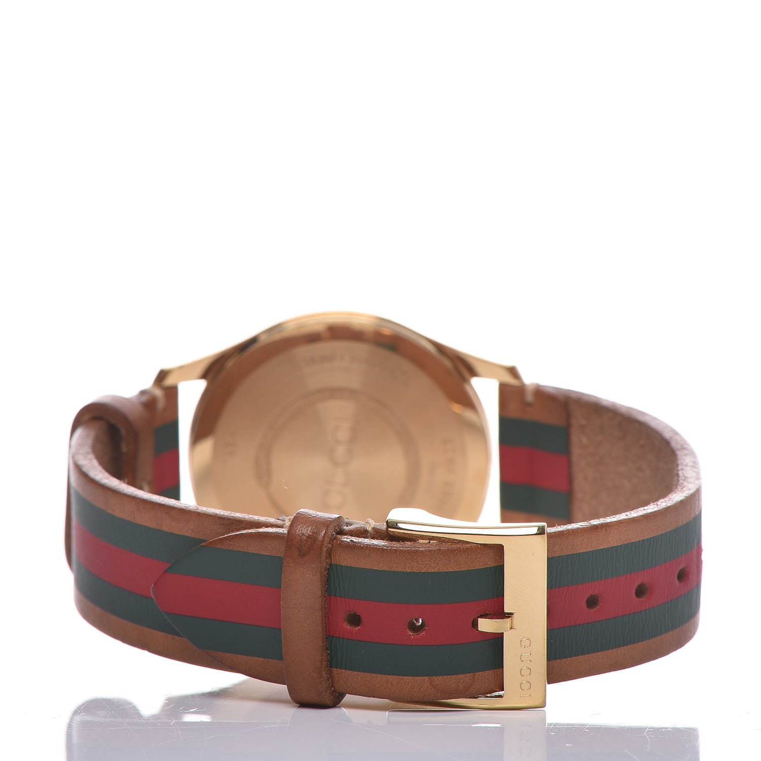Gucci Stainless Steel Calfskin 38mm G-Timeless Stripe Web Quartz Watch Brown 3 of 5