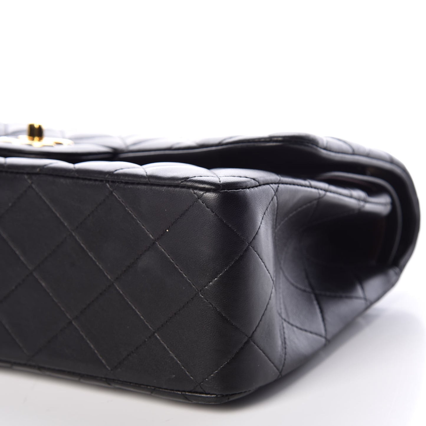 Lambskin Quilted Jumbo Double Flap Black