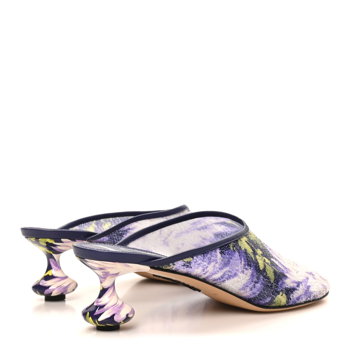 Sequins Floral Toy Mules 36 Purple