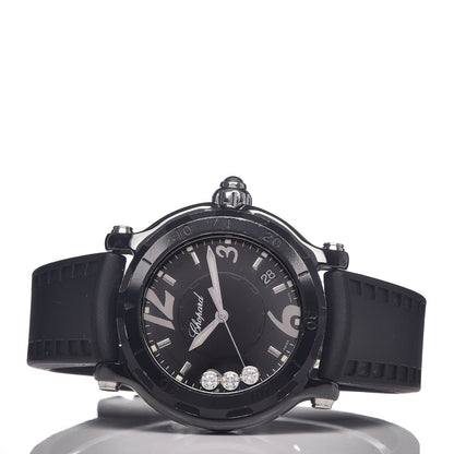Chopard Stainless Steel Ceramic Rubber 3 Diamond 38mm Happy Sport Quartz Watch Black 3 of 7