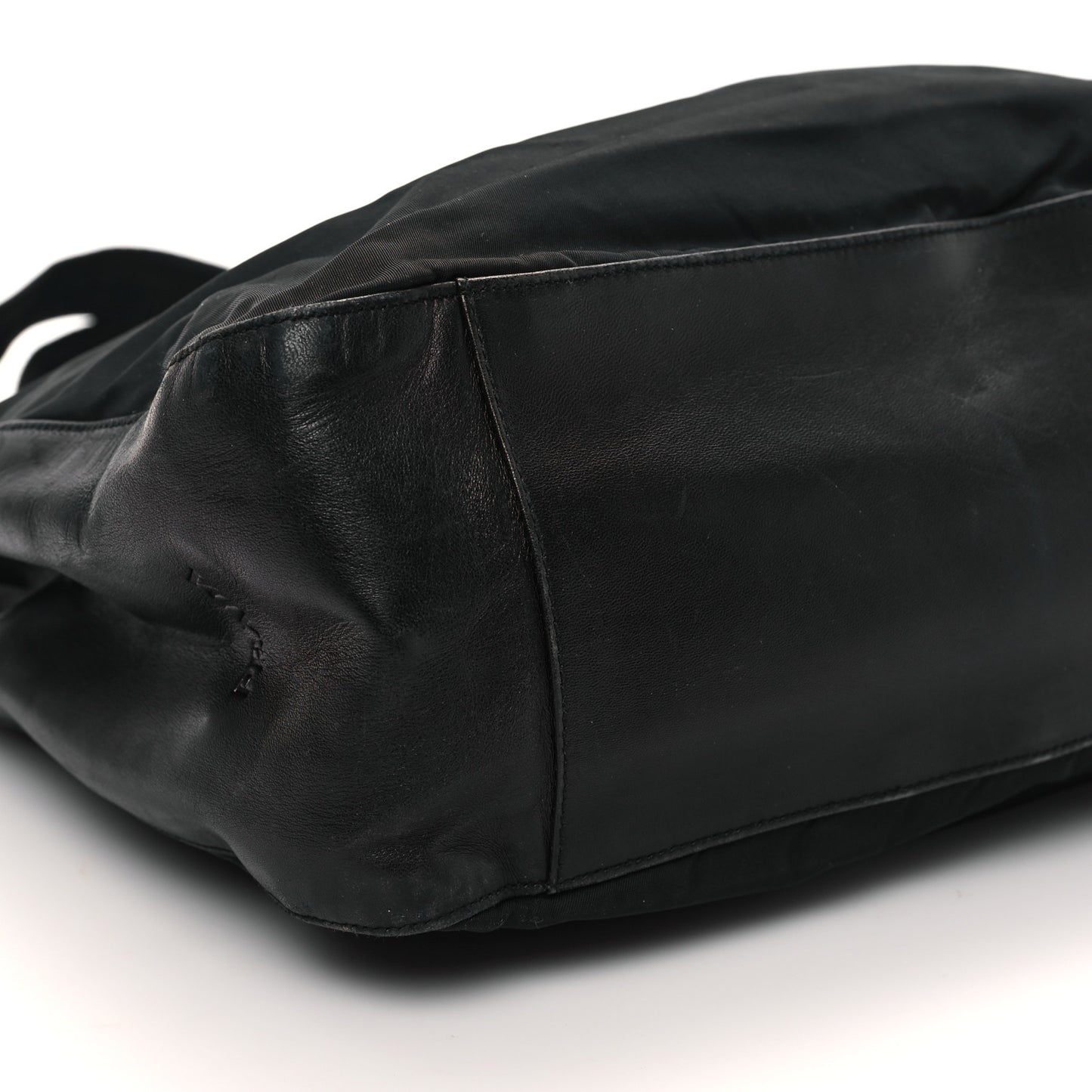 Nylon Calfskin Tote Black