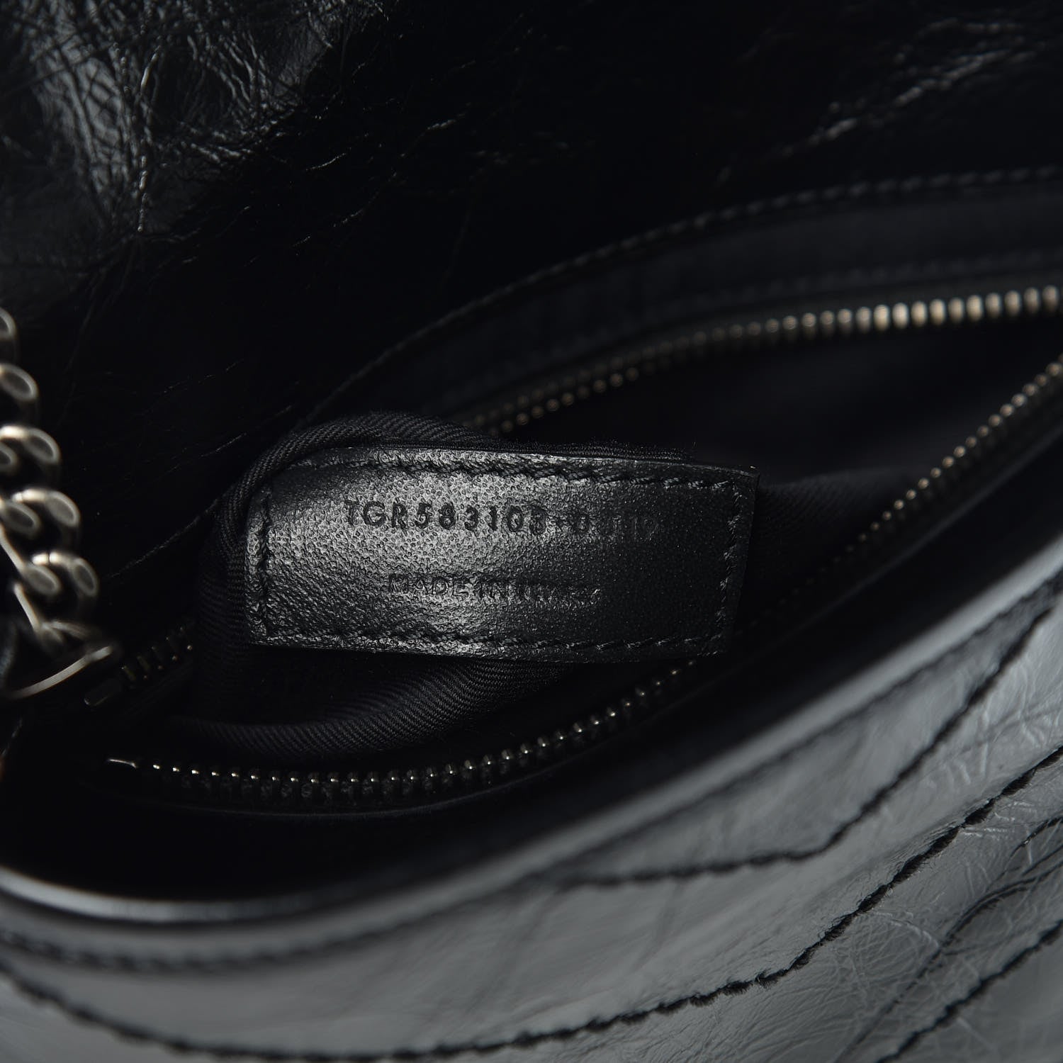 Saint Laurent Crinkled Calfskin Matelasse Monogram Niki Chain Wallet Black 9 of 9