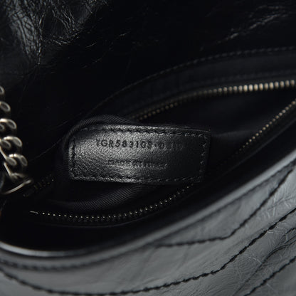 Saint Laurent Crinkled Calfskin Matelasse Monogram Niki Chain Wallet Black 9 of 9