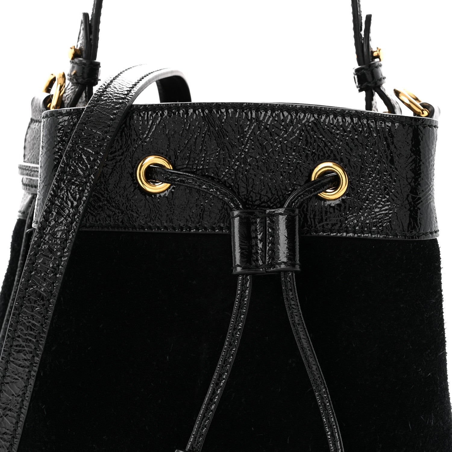 Gucci Suede Patent Web Small Ophidia Bucket Bag Black 8 of 11