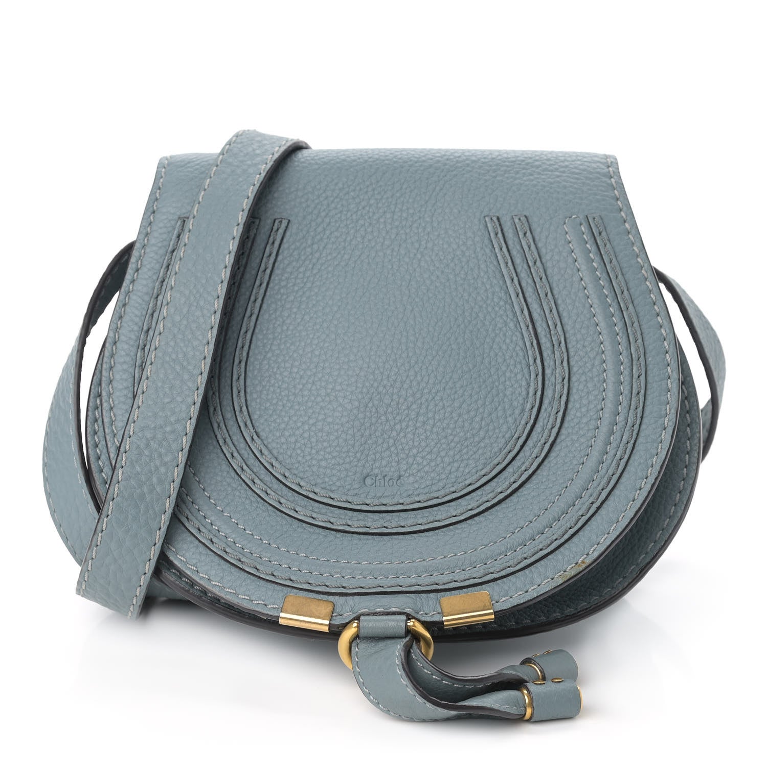 Chloe Calfskin Mini Marcie Round Crossbody Bag Rainy Blue 1 of 10