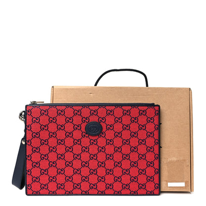 Gucci Monogram Multicolor Retro Interlocking G Wristlet Pouch Red Blue 11 of 11