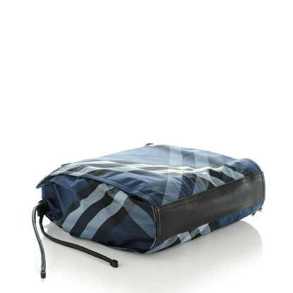 Burberry Nylon Check Small Buckleigh Packable Tote Navy Blue 4 of 8