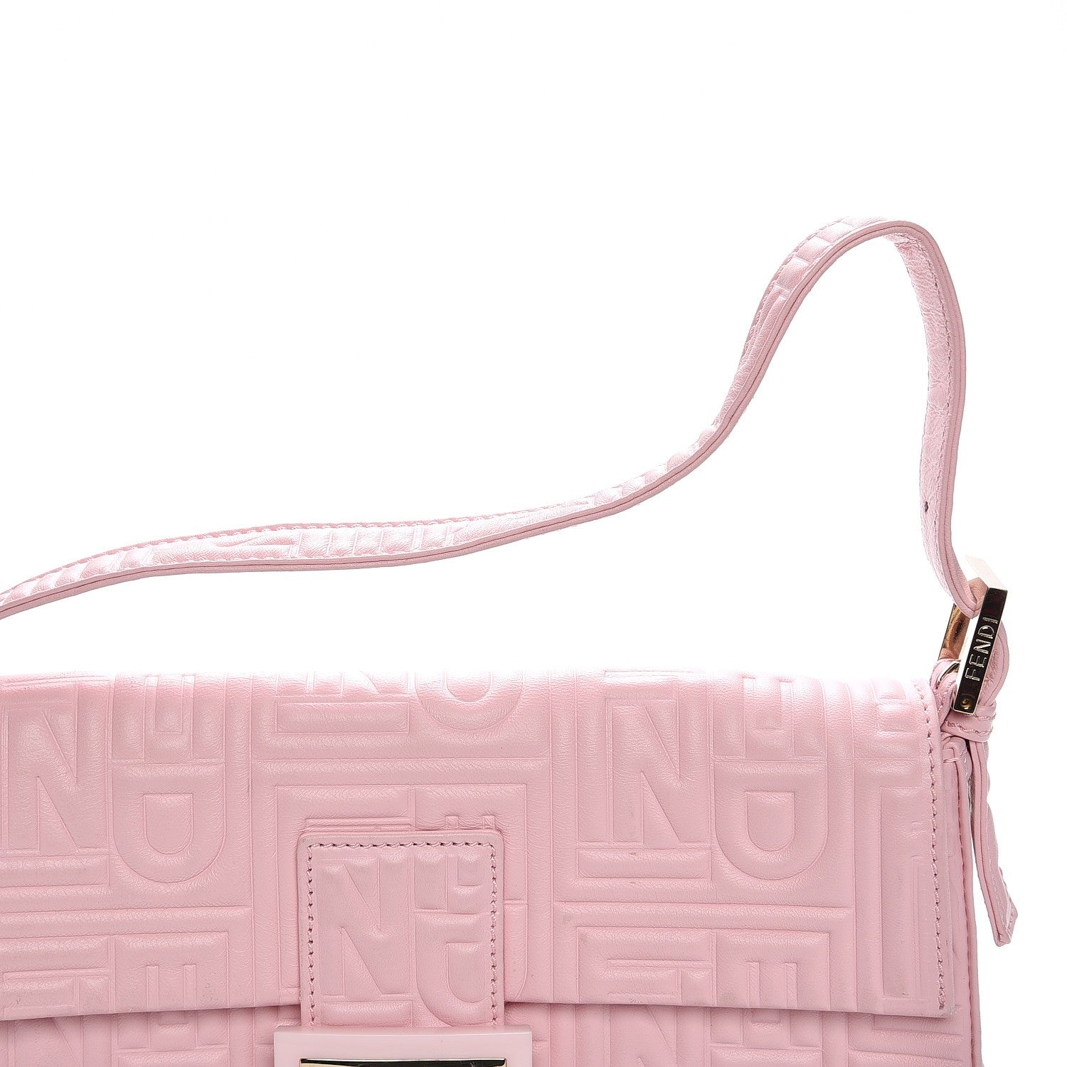 Fendi Nappa Logo Embossed Baguette Pink 9 of 10