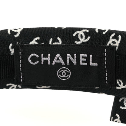 Chanel Silk Bow CC Headband Black Ecru 4 of 5