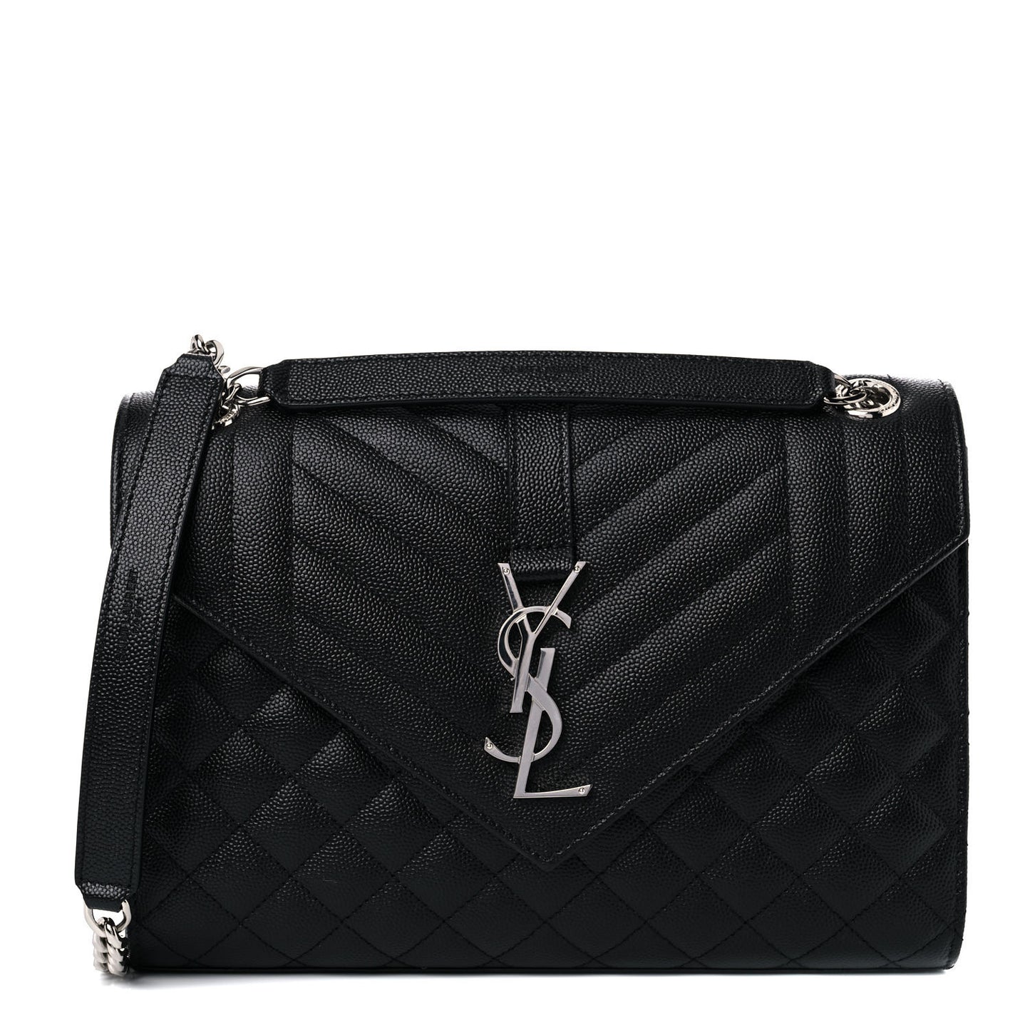 Grain De Poudre Textured Mixed Matelasse Triquilt Medium Monogram Satchel Black