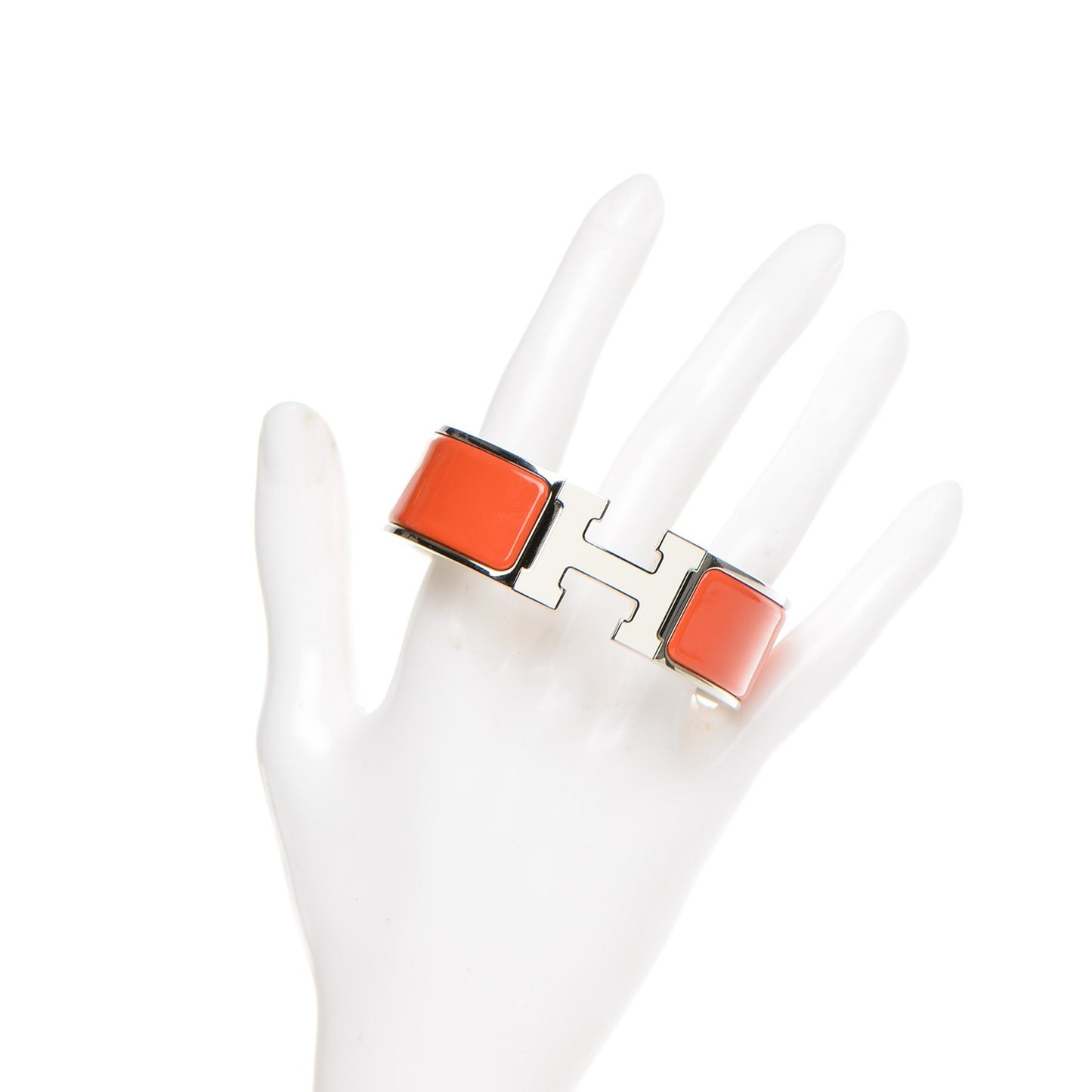 Enamel Wide Clic Clac H Bracelet GM Orange White
