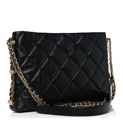 Chanel Lambskin Quilted Crush on Chains Hobo Black 3 of 12