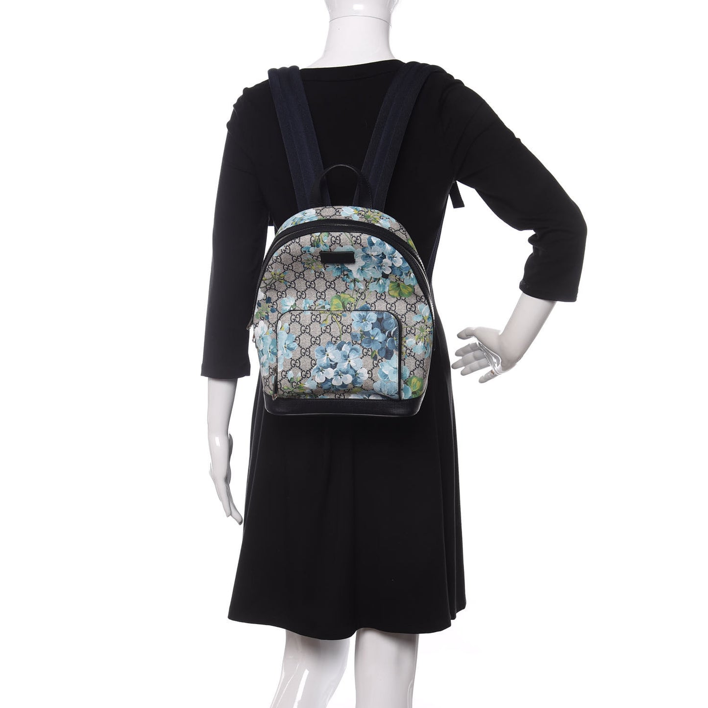 GG Supreme Monogram Blooms Small Day Backpack Blue