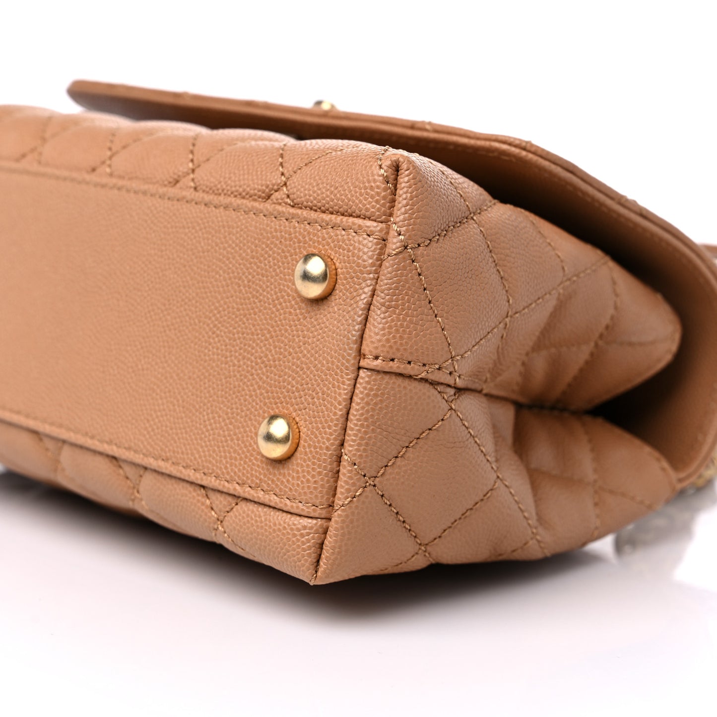 Caviar Quilted Mini Coco Chain Handle Flap Dark Beige
