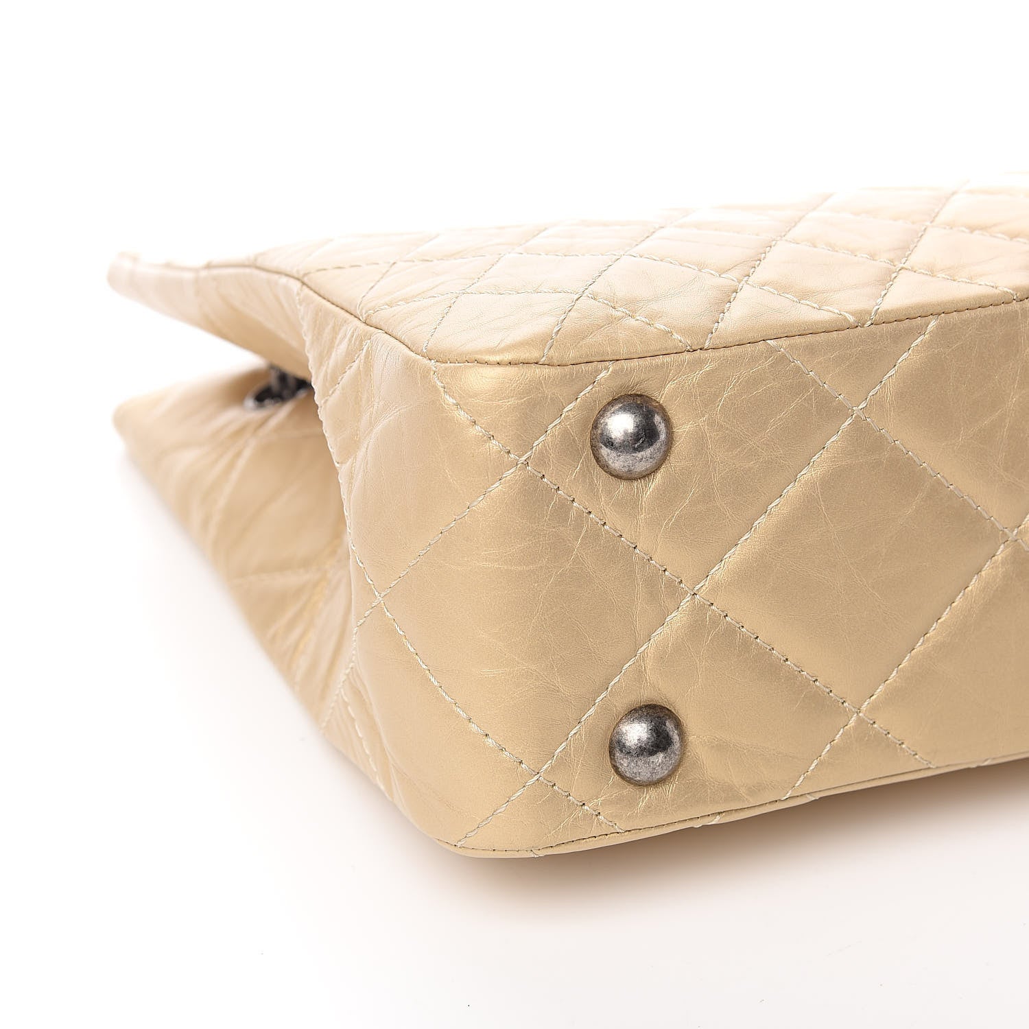Chanel Metallic Aged Calfskin Quilted Reissue 2.55 Tote Light Gold 8 of 11