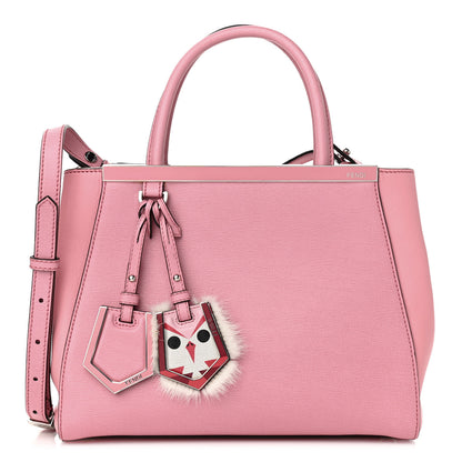 Fendi Vitello Elite Flamingo Mink Monster Charm Petite 2Jours Tote Pink Multicolor 1 of 9
