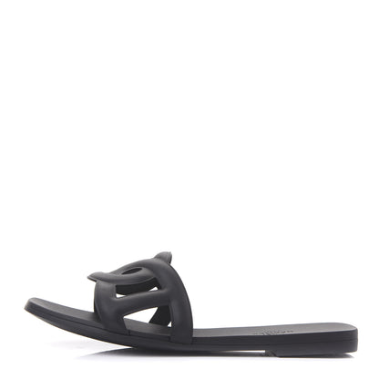 Hermes Rubber Aloha Sandals 38 Black 1 of 8