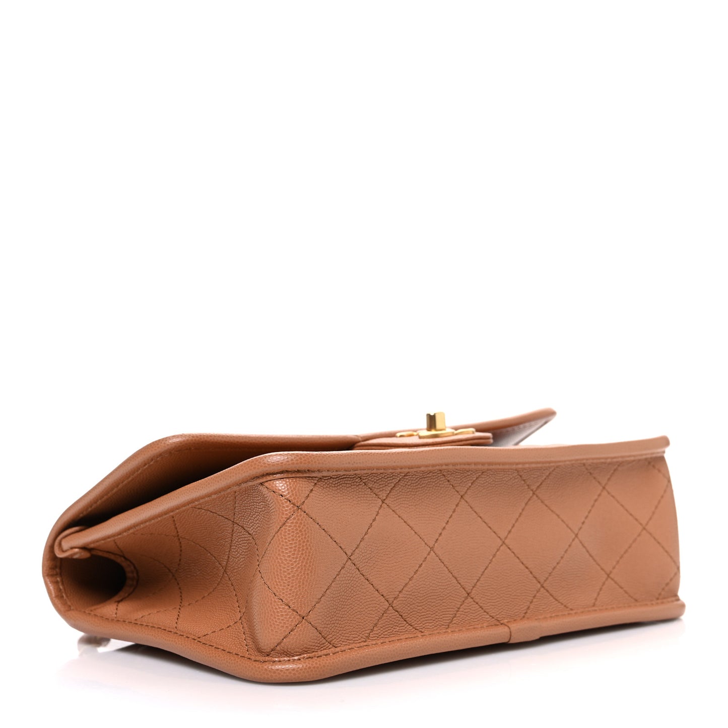 Caviar Quilted School Memory Top Handle Flap Brown