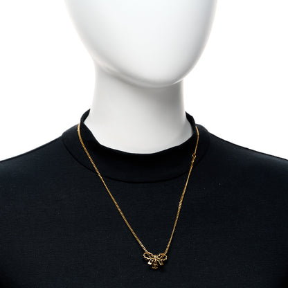 Chanel Metal Lambskin Chain CC Bow Necklace Black Gold 2 of 6
