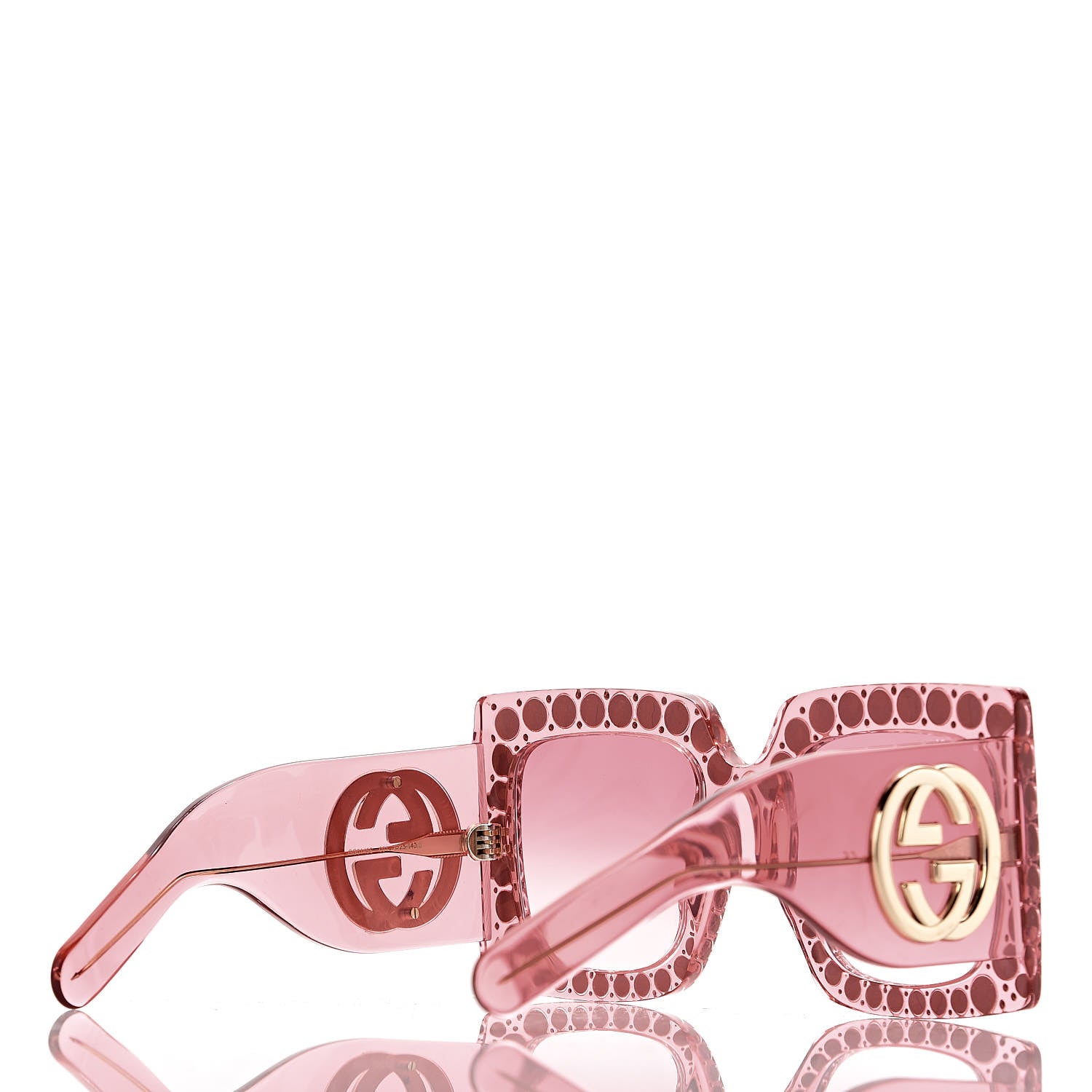 Gucci Acetate Crystal Oversize Sunglasses GG0145S Pink 4 of 9