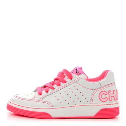 Chanel Calfskin Womens Logo Sneakers 36 Fuchsia White 1 of 11