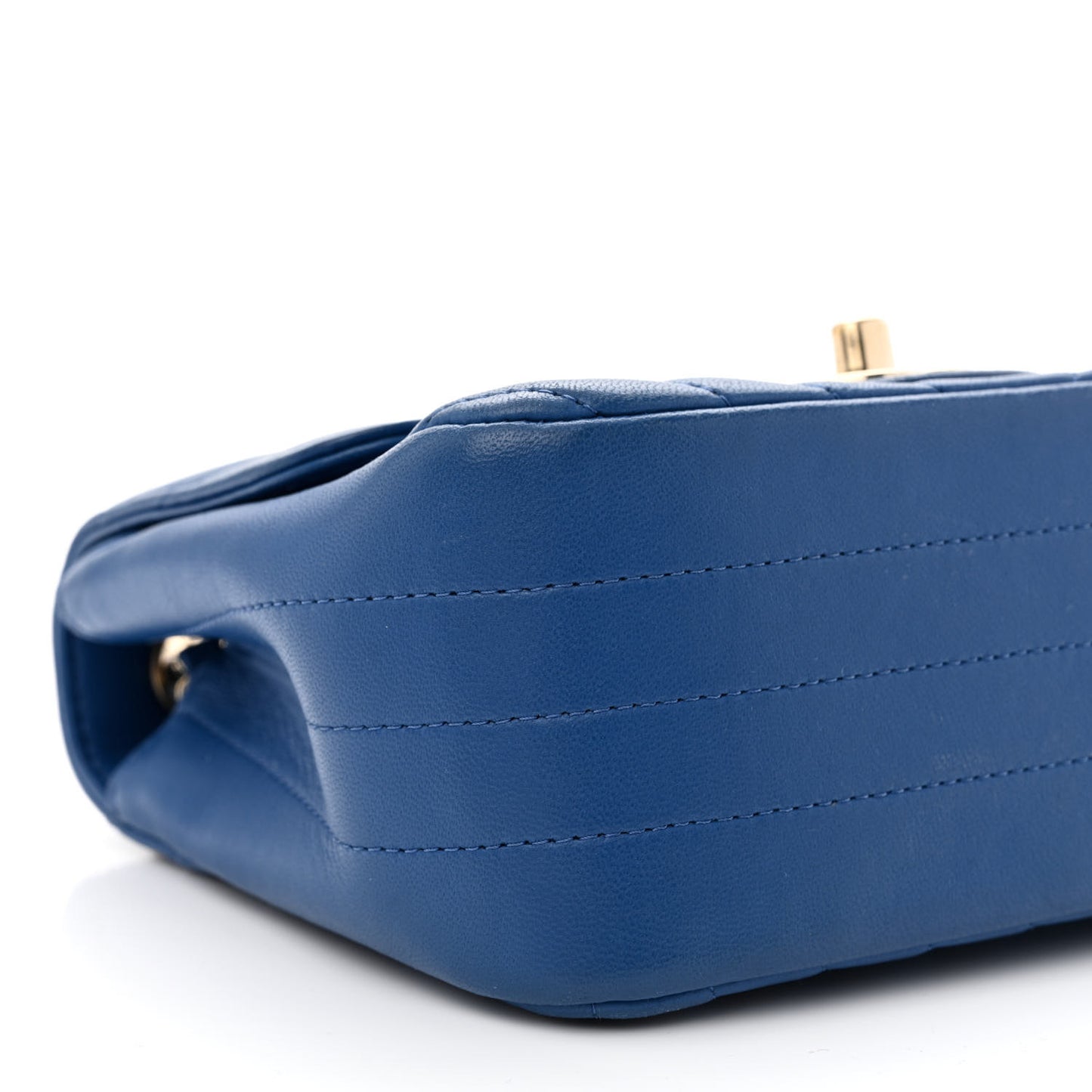 Lambskin Chevron Quilted Mini Square Flap Blue