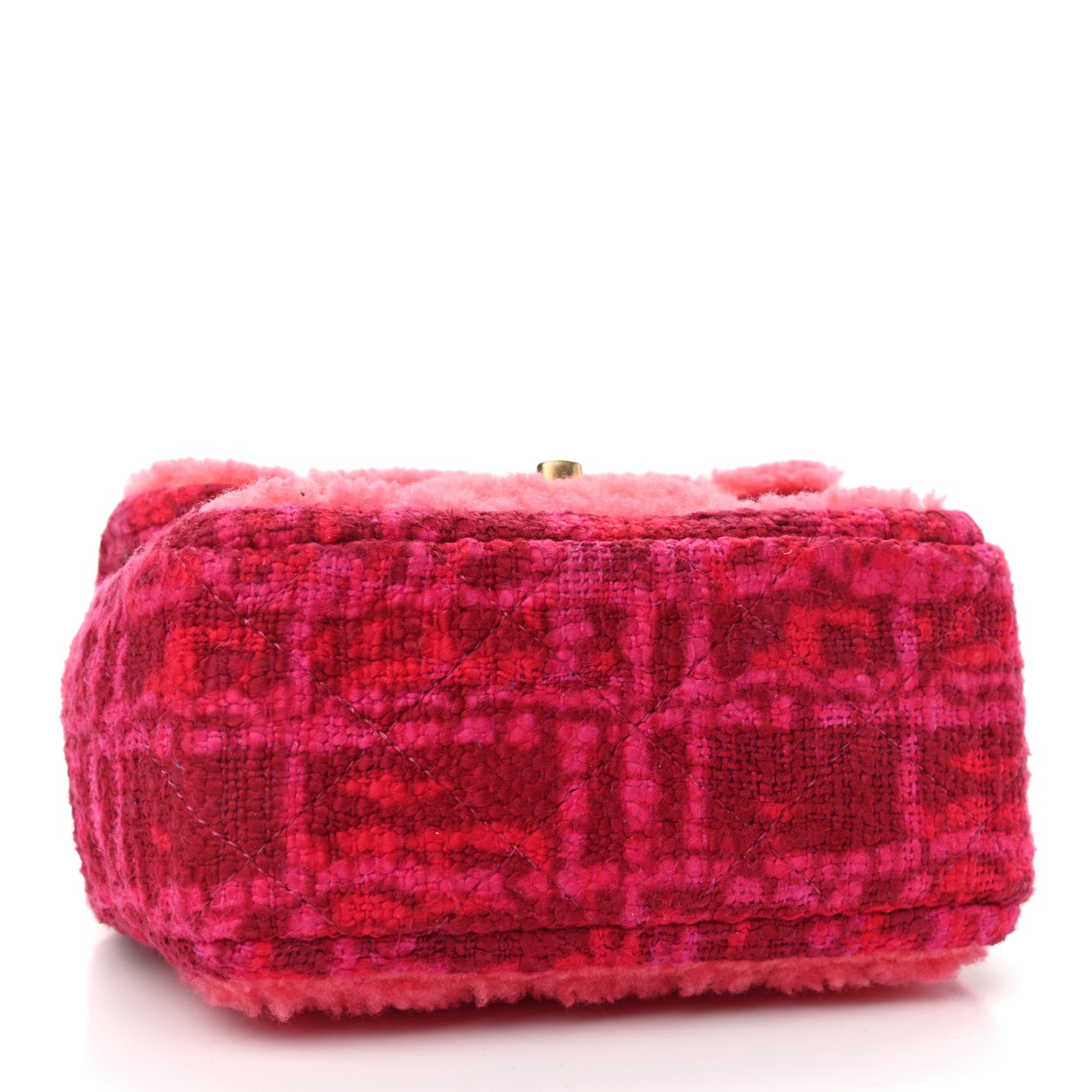 Shearling Tweed Quilted Mini Square Flap Bag Pink