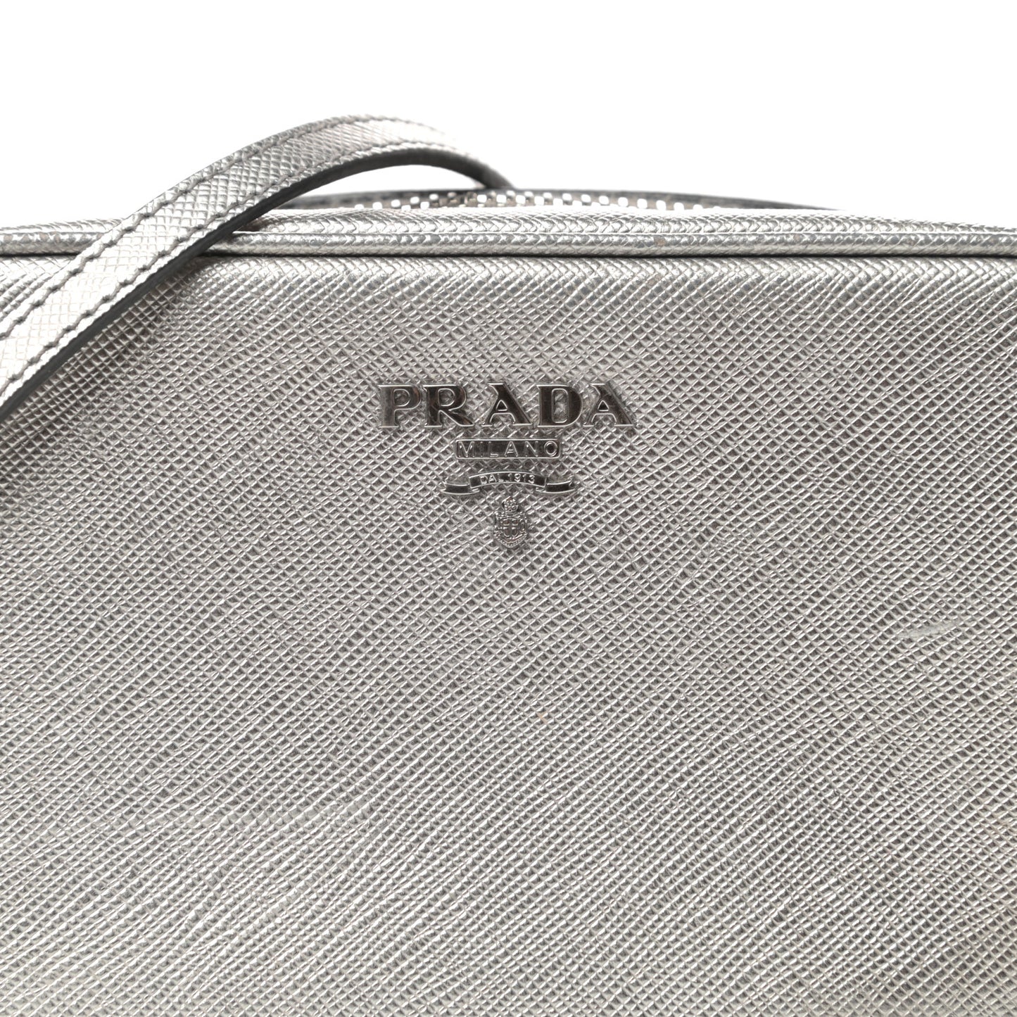 Metallic Saffiano Lux Mini Camera Crossbody Bag Cromo