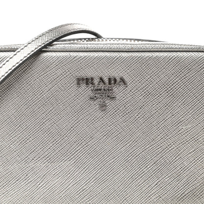Prada Metallic Saffiano Lux Mini Camera Crossbody Bag Cromo 9 of 9