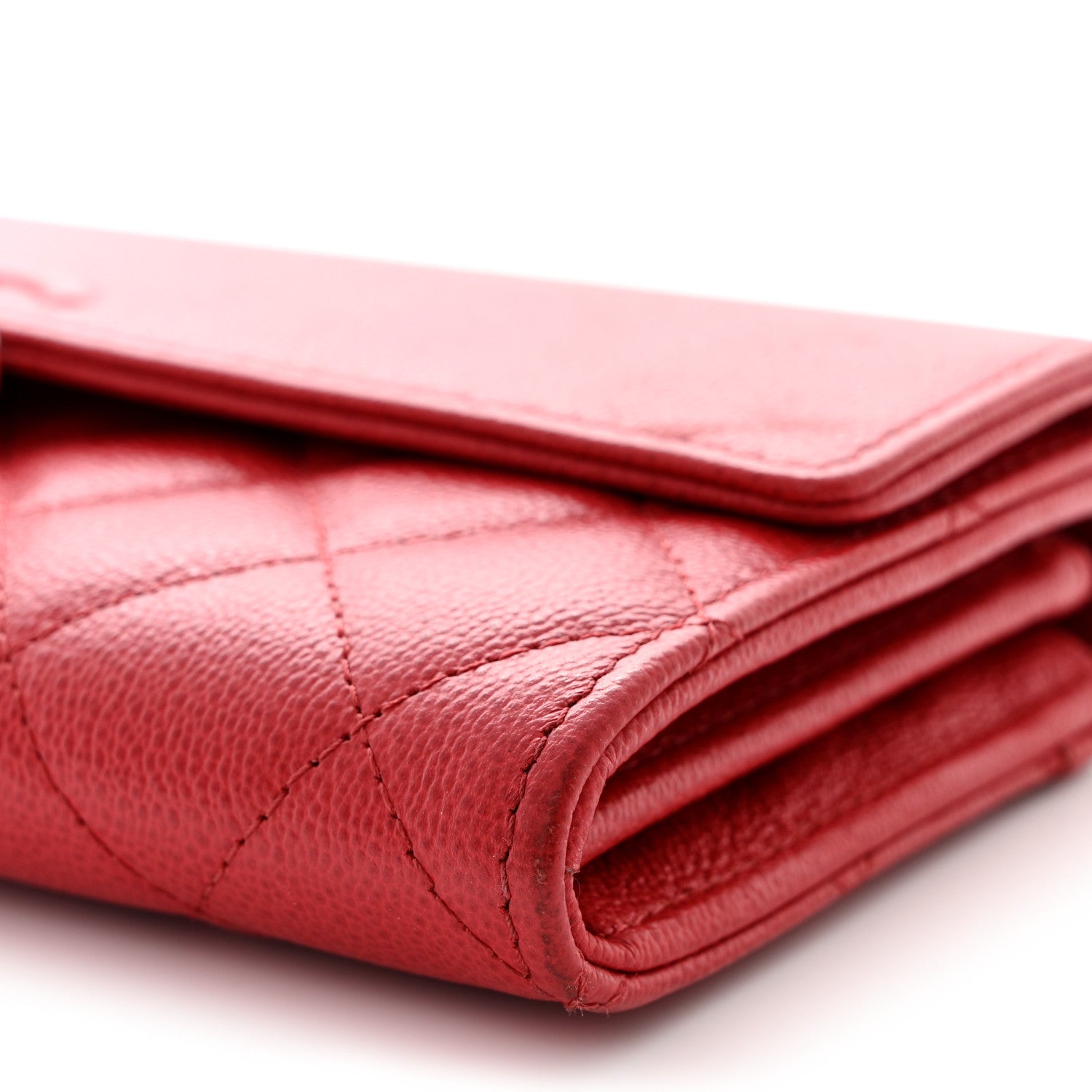 Chanel Grained Calfskin Quilted CC Box Flap Wallet Red 11 of 13