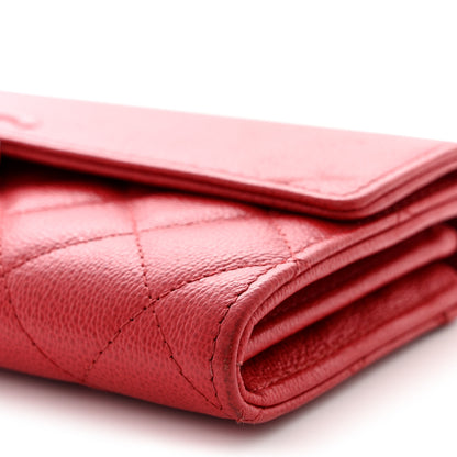 Chanel Grained Calfskin Quilted CC Box Flap Wallet Red 11 of 13