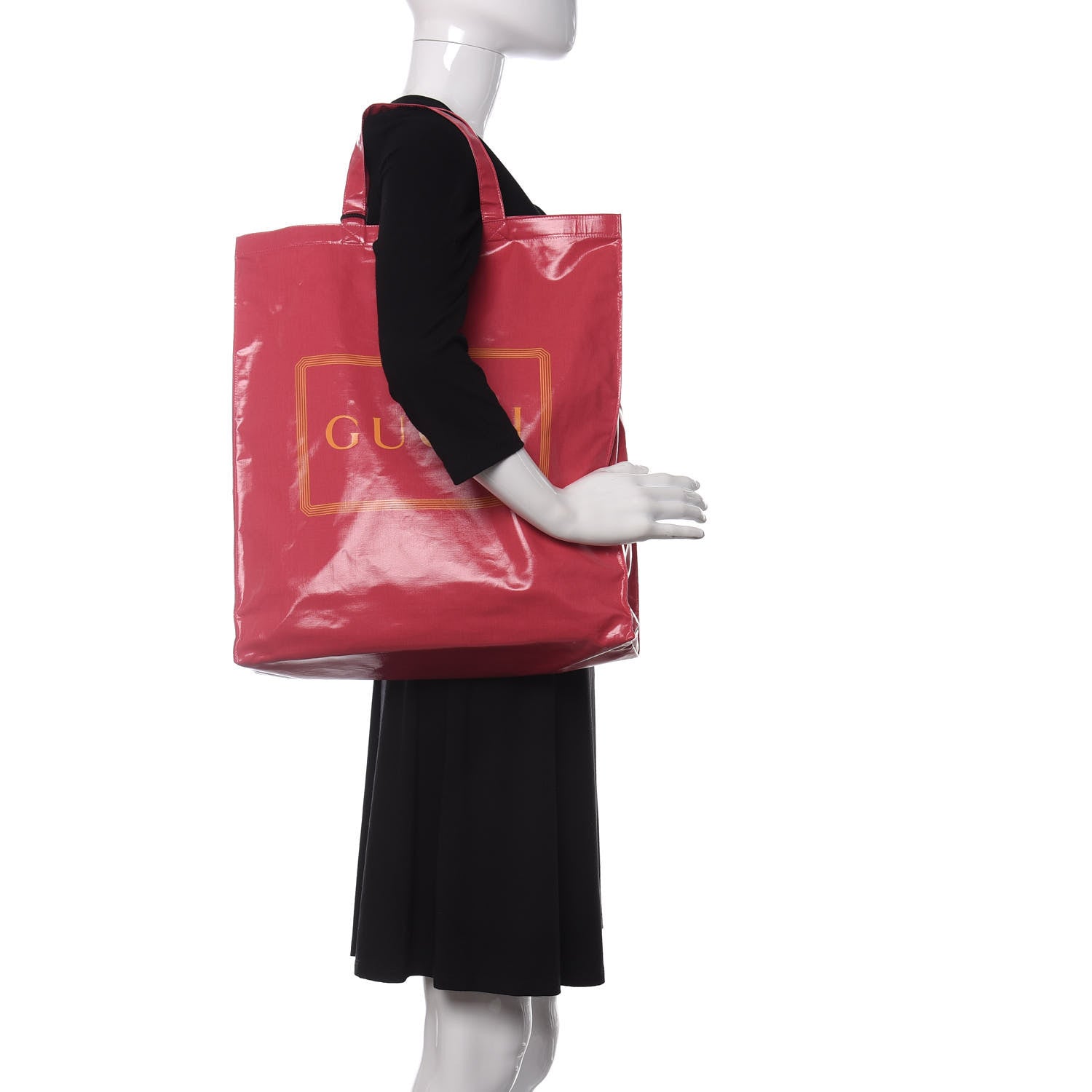 Gucci Patent Canvas Frame Logo Vertical Tote Glam Pink 2 of 10