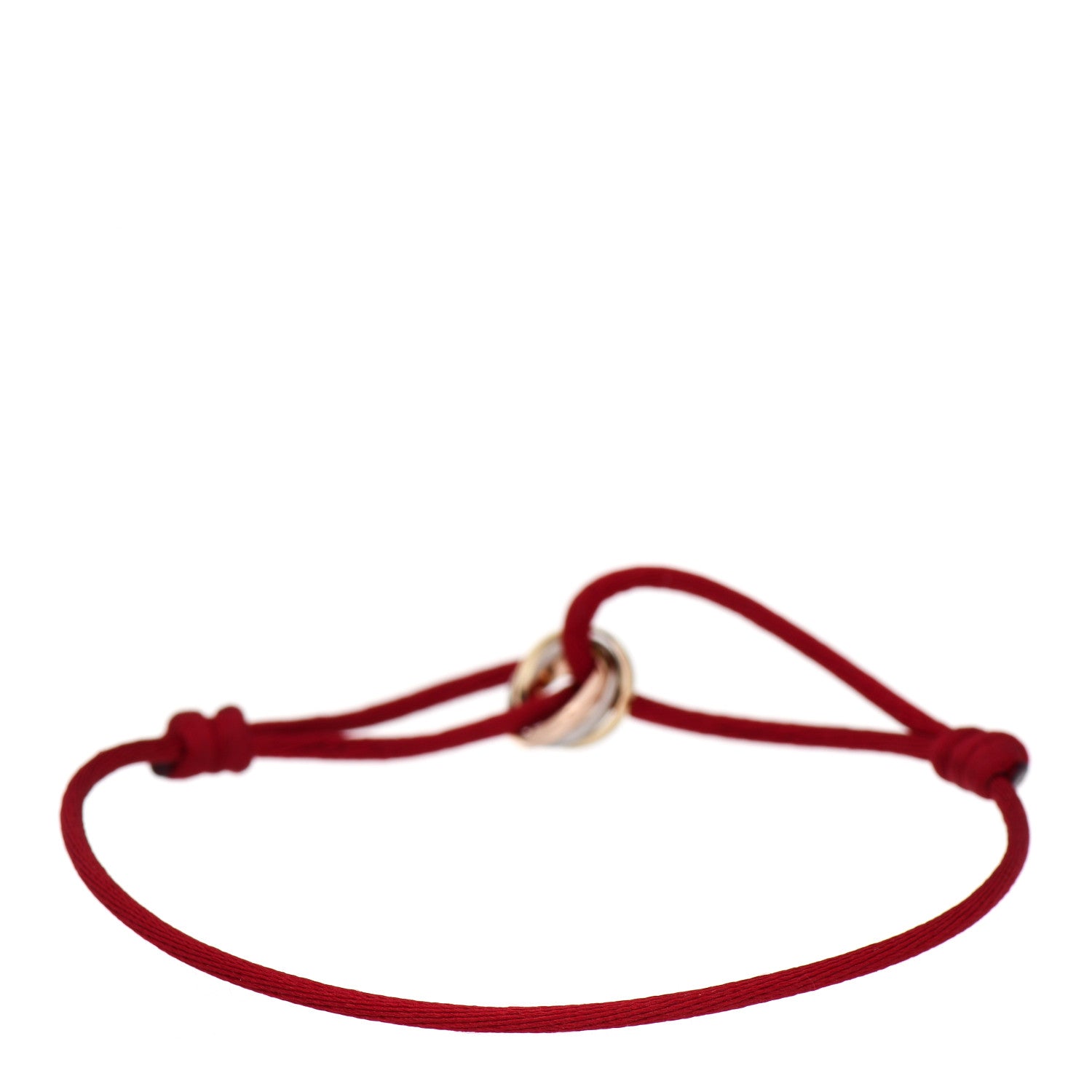 Cartier 18K Pink Yellow White Gold Trinity Cord Bracelet Red 2 of 6