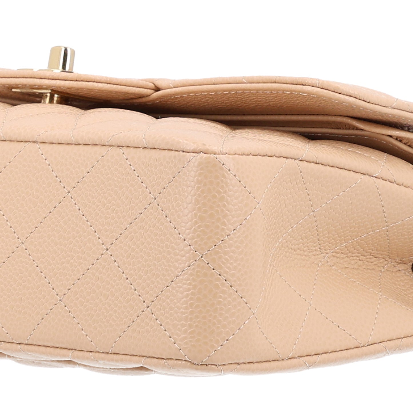 Caviar Quilted Small Double Flap Beige