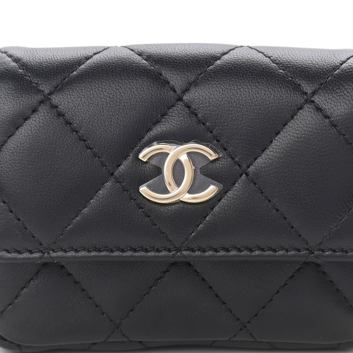 Chanel Lambskin Quilted Pearl Chain Belt Bag Black 9 of 13