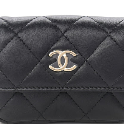 Chanel Lambskin Quilted Pearl Chain Belt Bag Black 9 of 13