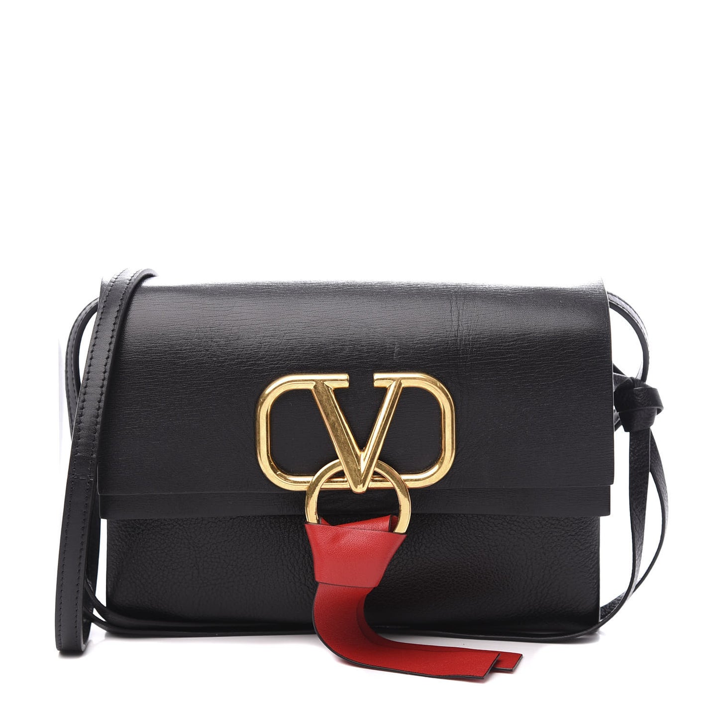 Smooth Calfskin Small VRing Crossbody Bag Black