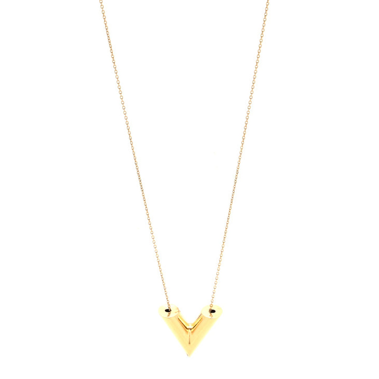 Louis Vuitton Brass Essential V Necklace Gold 3 of 4