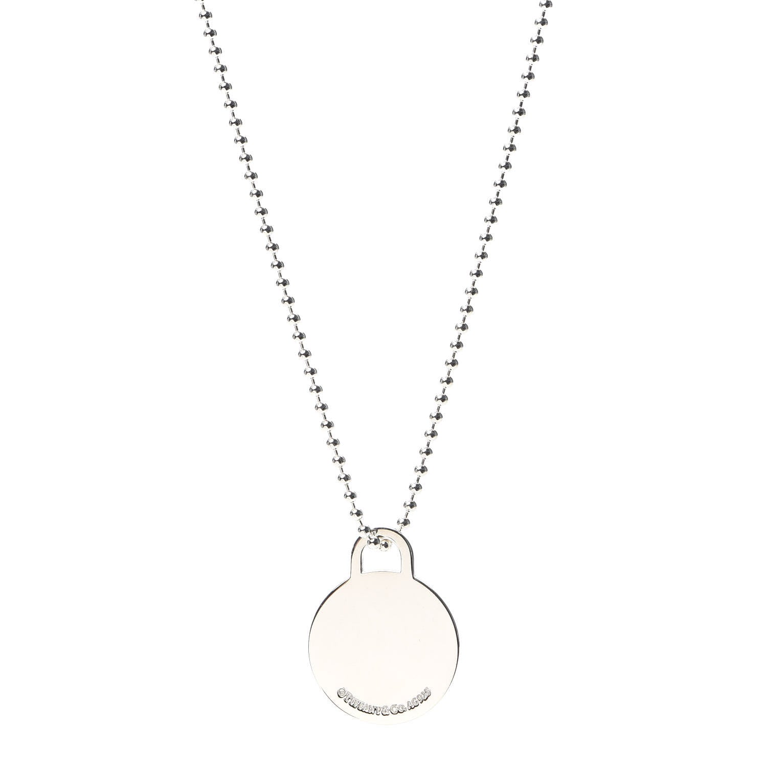Tiffany Sterling Silver Round Tag Pendant Necklace 1 of 6