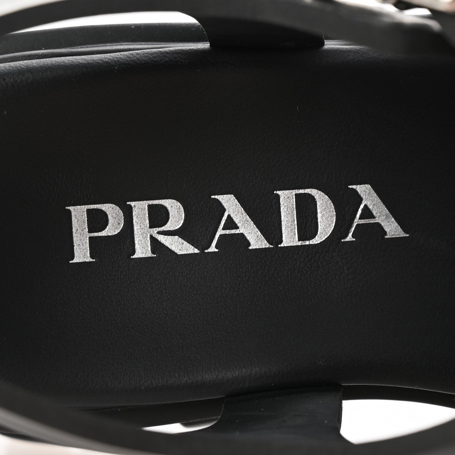 Prada Foam Rubber Triangle Logo Monolith 55mm Cage Sandals 36 Black 7 of 9