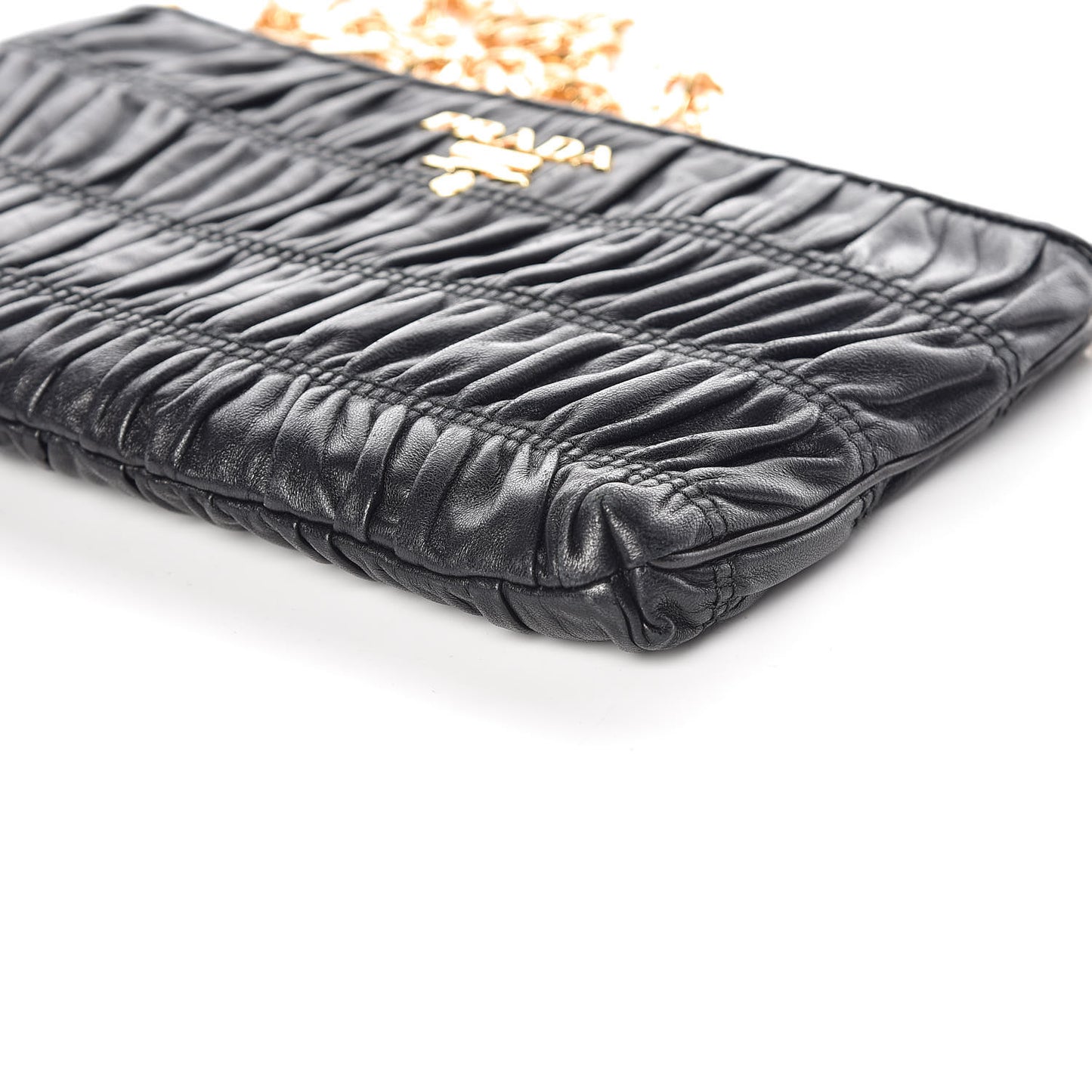 Nappa Gaufre Chain Shoulder Bag Black