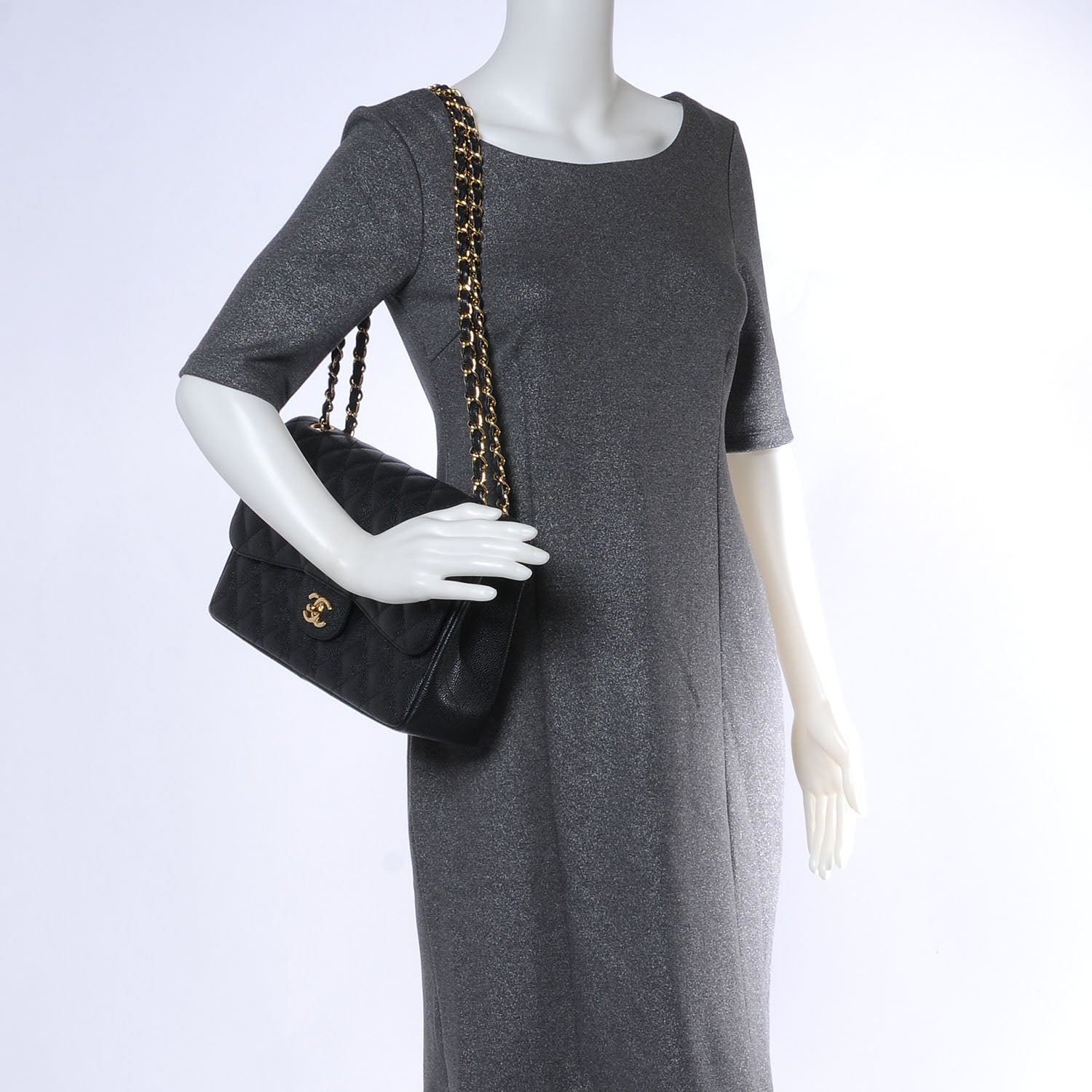 Chanel Caviar Quilted Jumbo Double Flap Black 2 of 9