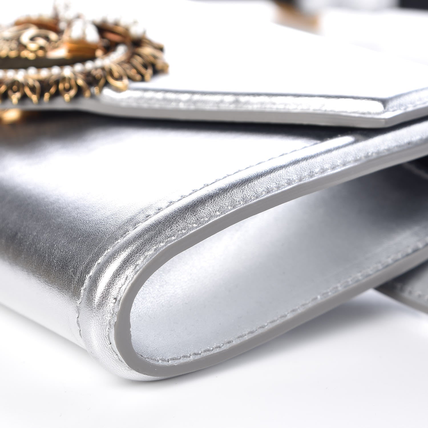 Dolce & Gabbana Metallic Agnello Vitello Devotion Belt Bag Silver 8 of 9