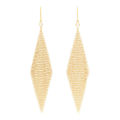 Tiffany 18K Yellow Gold Diamond Elsa Peretti Mesh Earrings 1 of 5