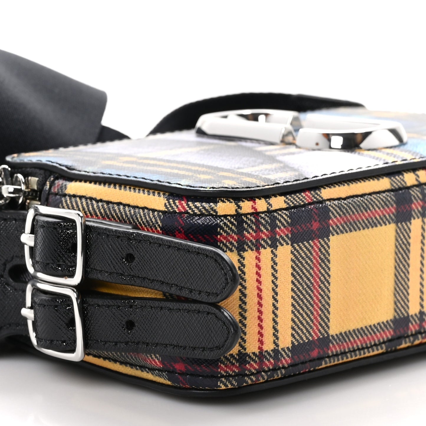 Saffiano Small Snapshot Tartan Camera Bag Blue Multi