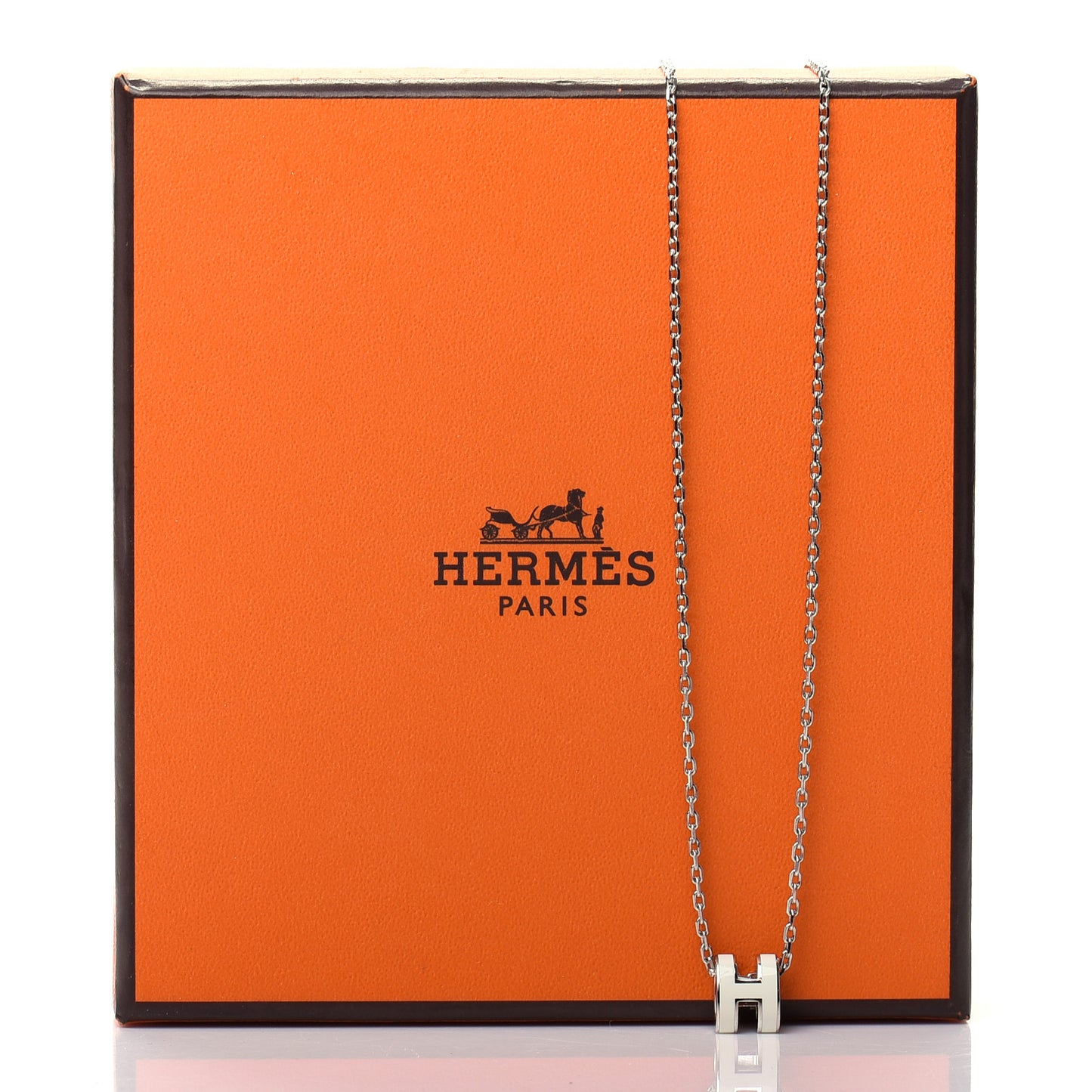 Lacquered Palladium Mini Pop H Pendant Necklace White