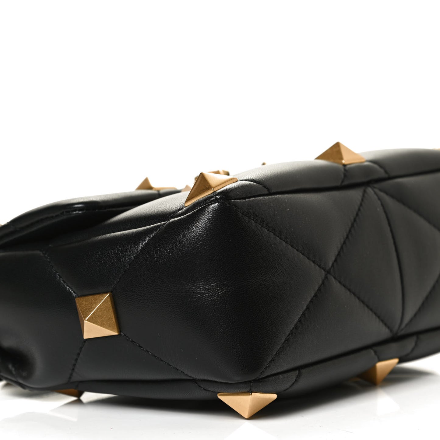 Nappa Large Roman Stud Shoulder Bag Black