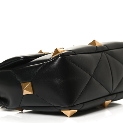 Valentino Garavani Nappa Large Roman Stud Shoulder Bag Black 9 of 10
