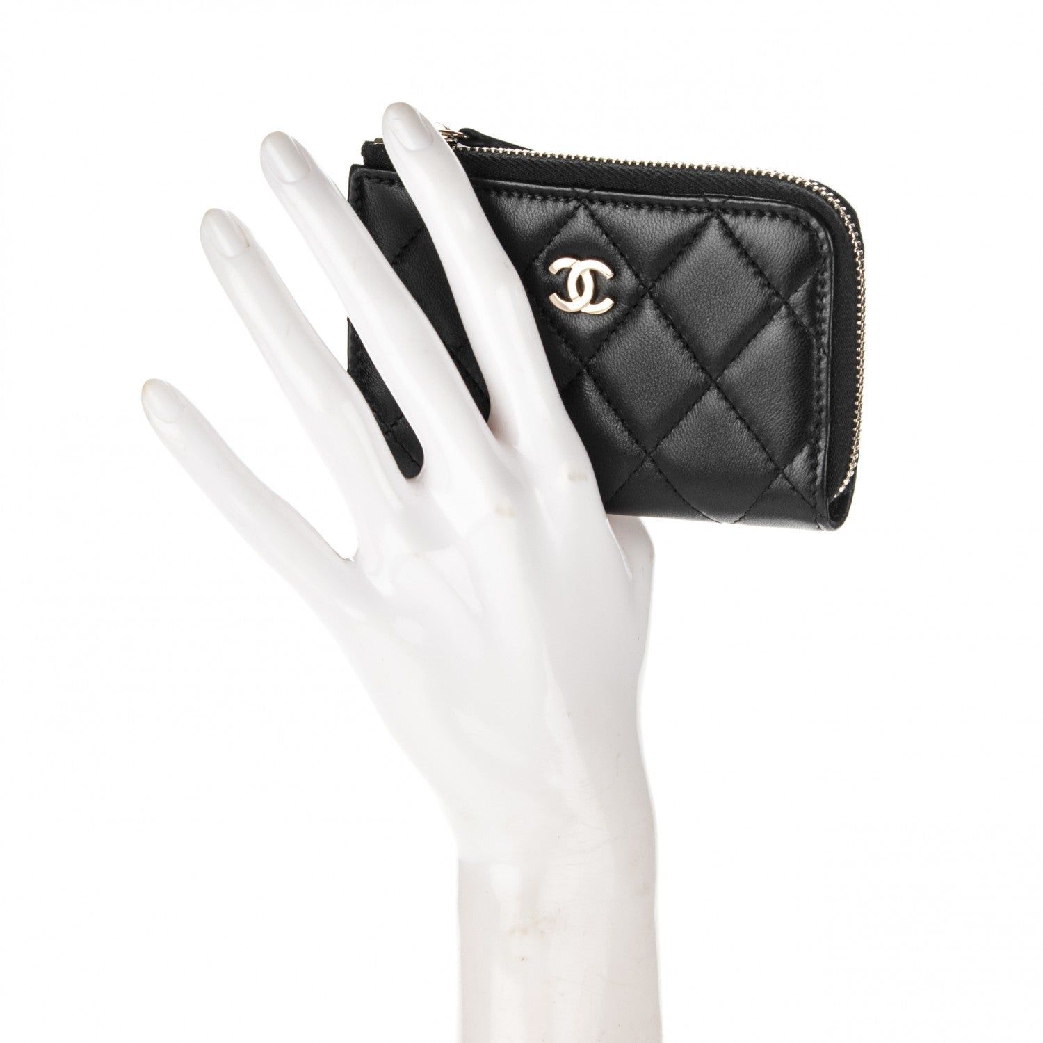 Chanel Lambskin Quilted Key Holder Case Black 2 of 8