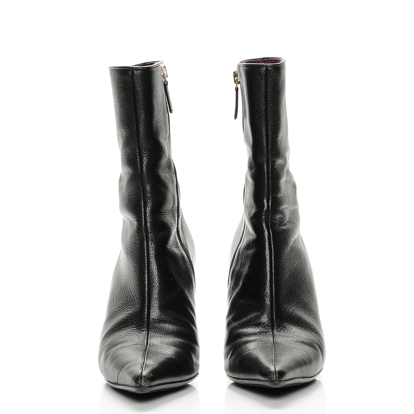 Leather Pointed Toe Ankle Booties 8 Black